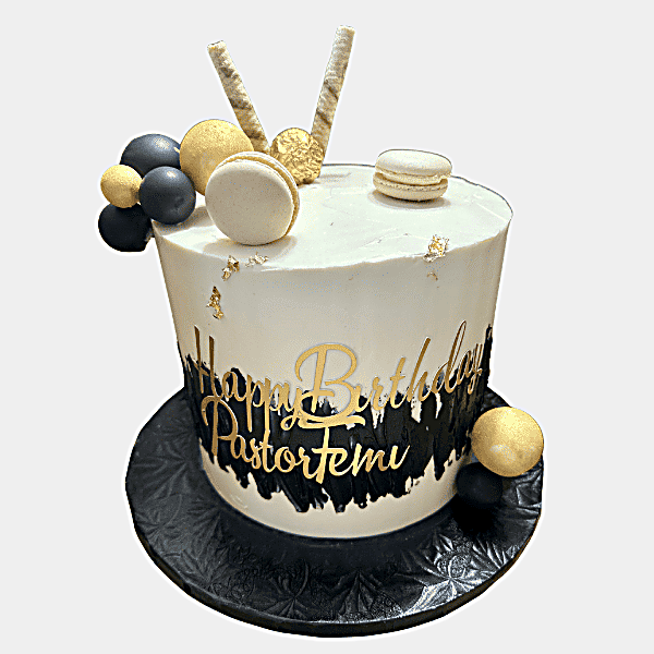 Custom black and gold celebration cake by Sparkles